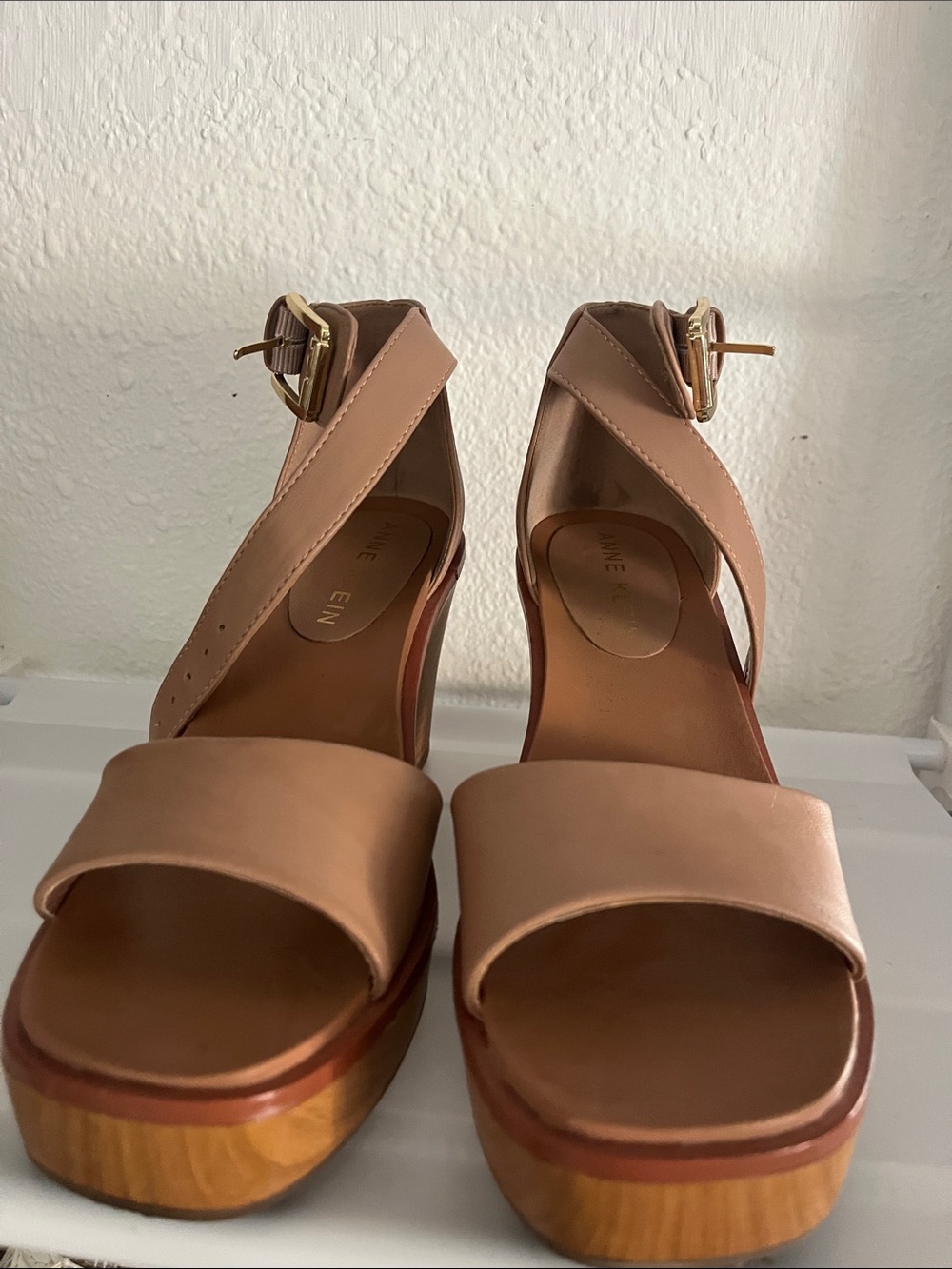 Women’s Tan Platform Sandals with Ankle Strap